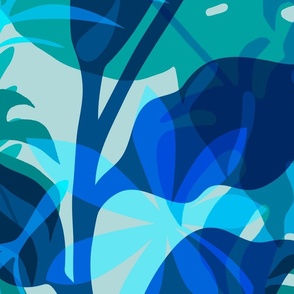 Peaceful Nature Fresh Blue And Teal Botanical Jungle Summer Pattern