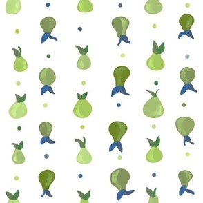 Pear Ditsy Fruit on White Pattern Print