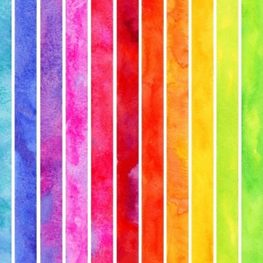 Party Vertical Watercolor Rainbow stripes large scale