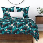 Deep Waters - Nautical Whale Sharks Teal Large Scale