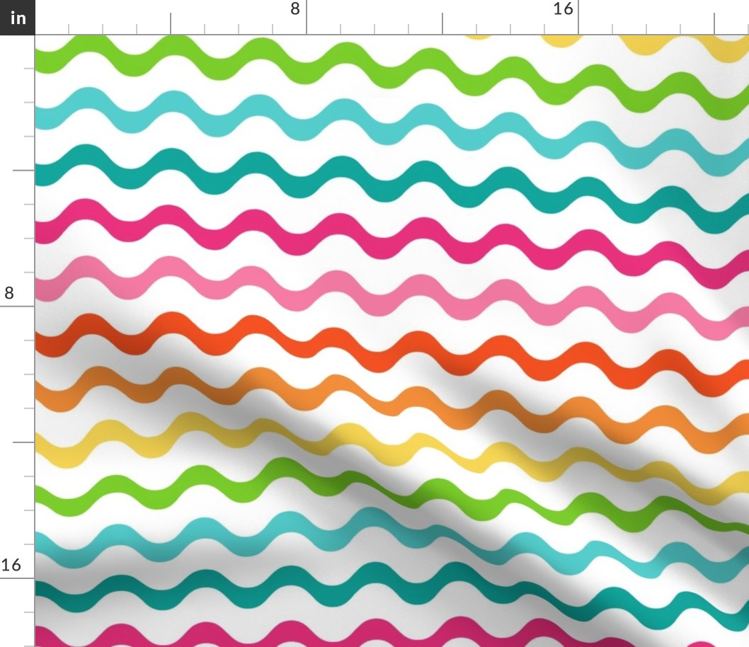 Large Scale Wavy Party Stripes Birthday Celebration Coordinate in Candy Rainbow Colors