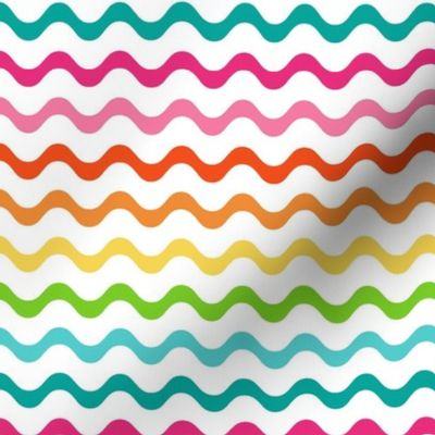 Medium Scale Wavy Party Stripes Birthday Celebration Coordinate in Candy Rainbow Colors