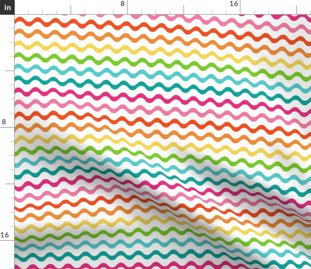 Medium Scale Wavy Party Stripes Birthday Celebration Coordinate in Candy Rainbow Colors