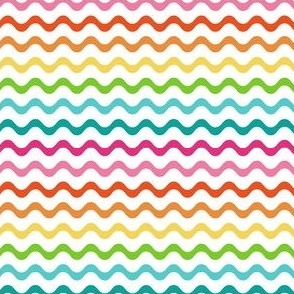 Small Scale Wavy Party Stripes Birthday Celebration Coordinate in Candy Rainbow Colors
