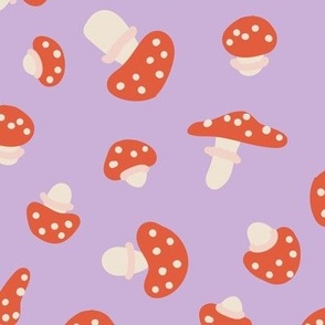 Red mushroom on lila violet background Medium scale NON DIRECTIONAL