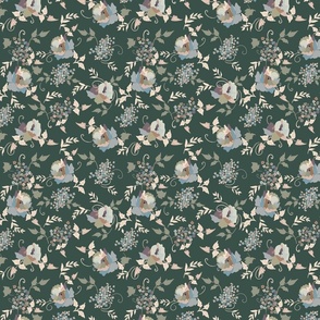 Flowers dark green background 