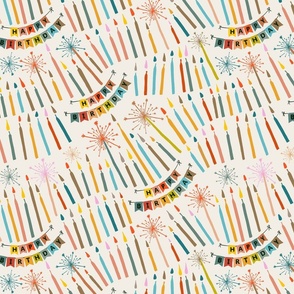 Birthday Candle Tablecloth // large / tablecloth, happy birthday, colorful, candles