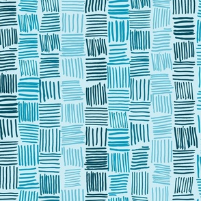 Hand Drawn Lines in Caribbean Blue Tints #0199BE