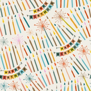Birthday Party Tablecloth // X-Large // candles, birthday celebration, colorful