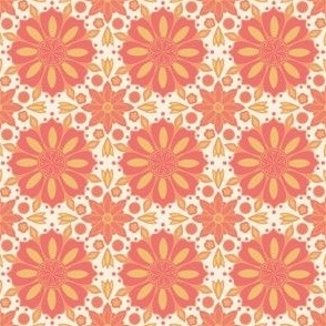 Orange and Yellow Floral Tile 