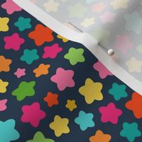Small Scale Party Stars Birthday Coordinate in Candy Rainbow Colors on Navy