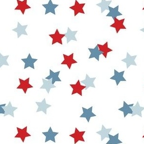 july 4th, scattered stars, red white and blue, patriotic star