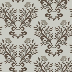Sicily Damask in mint green and dark olive green.
