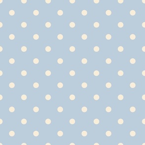 Large Polka dots Cream on Light sky blue 3 inch repeat