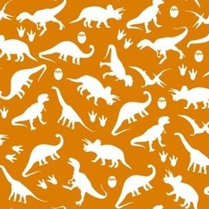 dinosaurs on orange (medium)