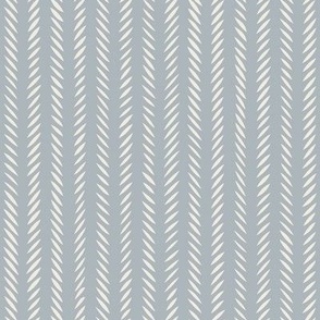 Hand drawn Herringbone | Creamy White on French Gray | Stripe