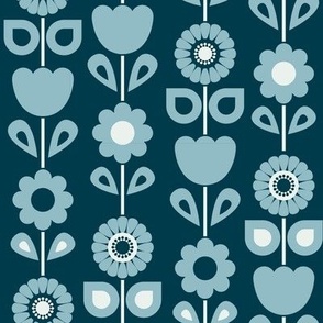 Retro Flowers - Blue