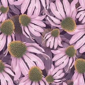  Oversized Contemporary Floral Purple Cone Flower Bloom | Pinks and Purple