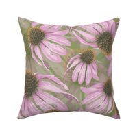 Dancing Purple Cone Flowers, Summer Country Botanical Garden, Pink and Purple Flowers, Country Cottage Home Decor(Large Scale)