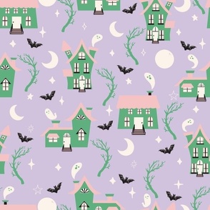 Haunted house in purple