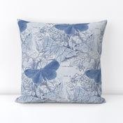 Moth Ridden Botanical ~ Blue & White