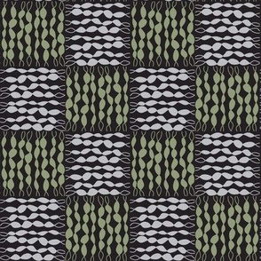 016 - Medium/small scale  sage green, grey and charcoal Twisted checkerboard funky modern design for men home decor, boy pillows, masculine wallpaper, table linen and also suitable for kids apparel, minky projects, pet accessories, bag making, crafting an