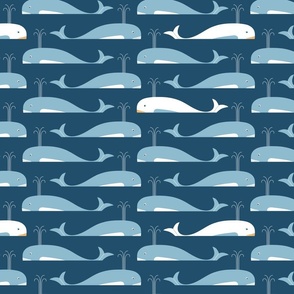 (L) Whales swimming in the ocean denim blue