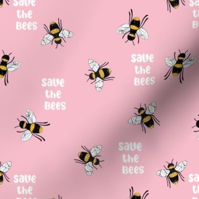 Save the bees - earth day design celebrate mother earth beige neutral on pink