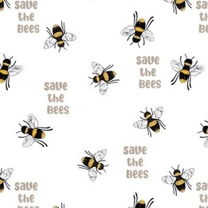 Save the bees - earth day design celebrate mother earth beige neutral on white