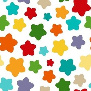 Medium Scale Party Stars Birthday Coordinate in Neutral Gender Free Rainbow Colors