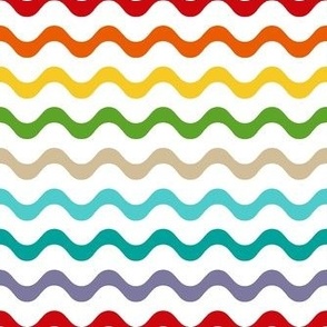 Medium Scale Wavy Party Stripes Birthday Celebration Coordinate in Gender Free Rainbow Colors
