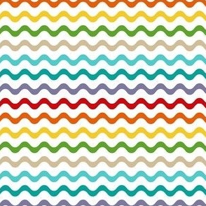 Medium Scale Wavy Party Stripes Birthday Celebration Coordinate in Gender Free Rainbow Colors