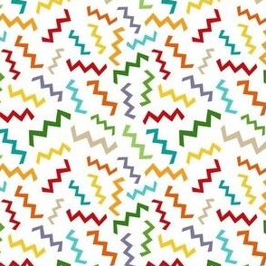Small Scale Party Time ZigZag Confetti Birthday Celebration Coordinate in Gender Free Rainbow Colors