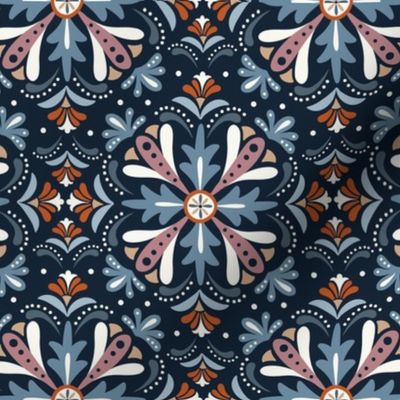 Andalusia - Spanish Tile Midnight Dusty Blue Regular Scale