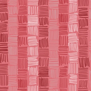 Hand Drawn Lines in Watermelon Pink/Red Tints #DF37B