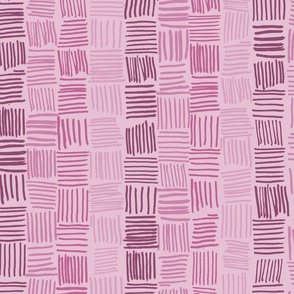 Hand Drawn Lines in Vertical Peony Pink Tints #BF6493