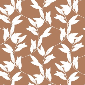 Distressed Dancing Leaves Macchiato Brown // Medium Scale