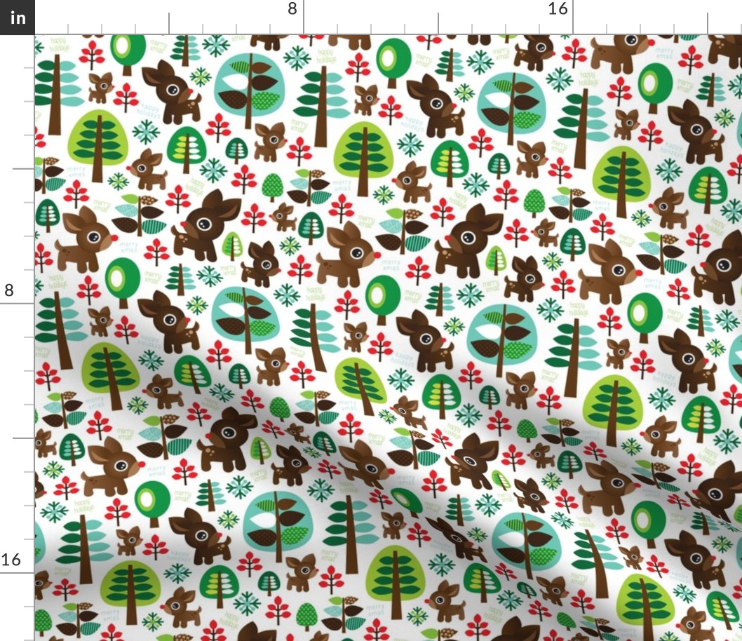 Retro reindeer christmas fabric pattern-ed