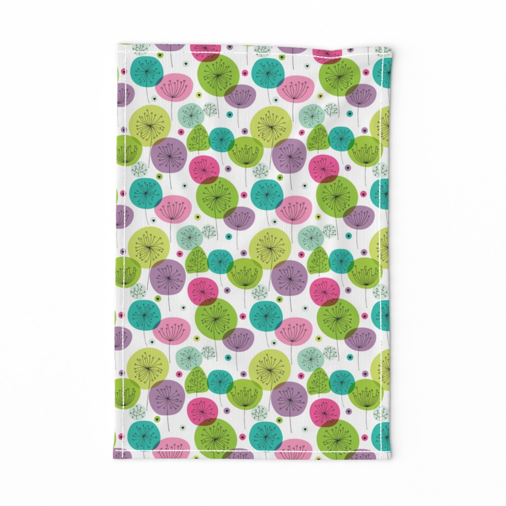 Cute colorful retro style poppy flowers cute floral illustration pastel wallpaper