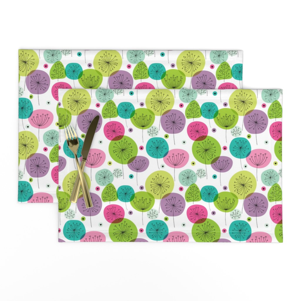 Cute colorful retro style poppy flowers cute floral illustration pastel wallpaper