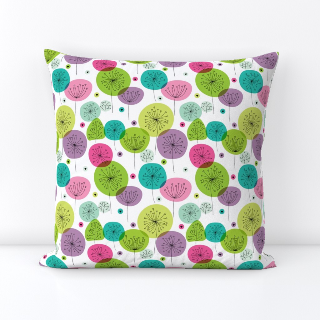 Cute colorful retro style poppy flowers cute floral illustration pastel wallpaper