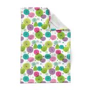 Cute colorful retro style poppy flowers cute floral illustration pastel wallpaper