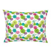 Cute colorful retro style poppy flowers cute floral illustration pastel wallpaper