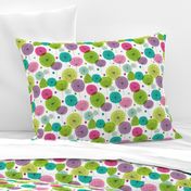 Cute colorful retro style poppy flowers cute floral illustration pastel wallpaper