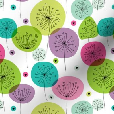 Cute colorful retro style poppy flowers cute floral illustration pastel wallpaper