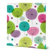 Cute colorful retro style poppy flowers cute floral illustration pastel wallpaper