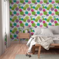 Cute colorful retro style poppy flowers cute floral illustration pastel wallpaper