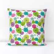 Cute colorful retro style poppy flowers cute floral illustration pastel wallpaper