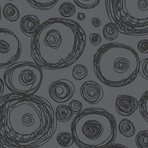 Scratchy Black Circles on Grey, Regular Scale