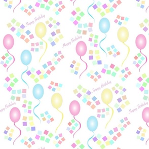 Birthday Celebration Balloons Confetti Pastels Tablecloth Table Runner